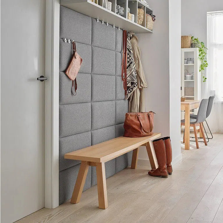 Upholstered Wall Panels 60x30 cm in white interior combined with wood DecorMania UK
